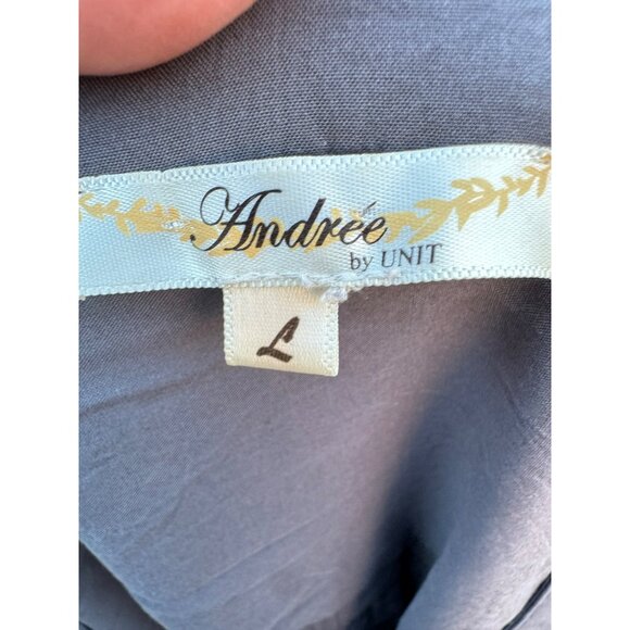 Andrée By Unit Embroidered Lace-Up Tunic Boho Mexican Tunic Top Gray Floral L - Picture 8 of 11